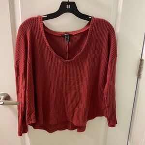 Wide V-neck ribbed long sleeve top from Forever 21. Excellent condition. Size S